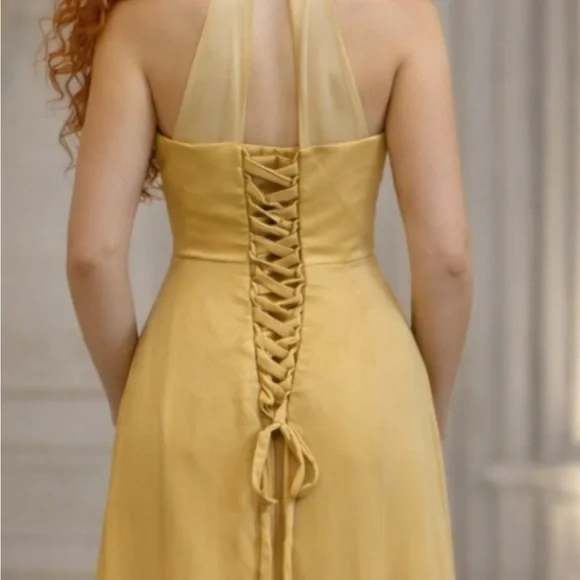 NWOT Gold Champagne Women’s Formal Military Kentucky Derby Wedding Gale Gown 10 - Picture 9 of 10